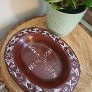Handcrafted Brown and White Decorative Plate